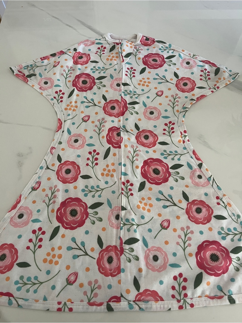Sleeping Baby Zip a Dee Zip - Pink & Teal Flower Print Size Small 4-8 Months
